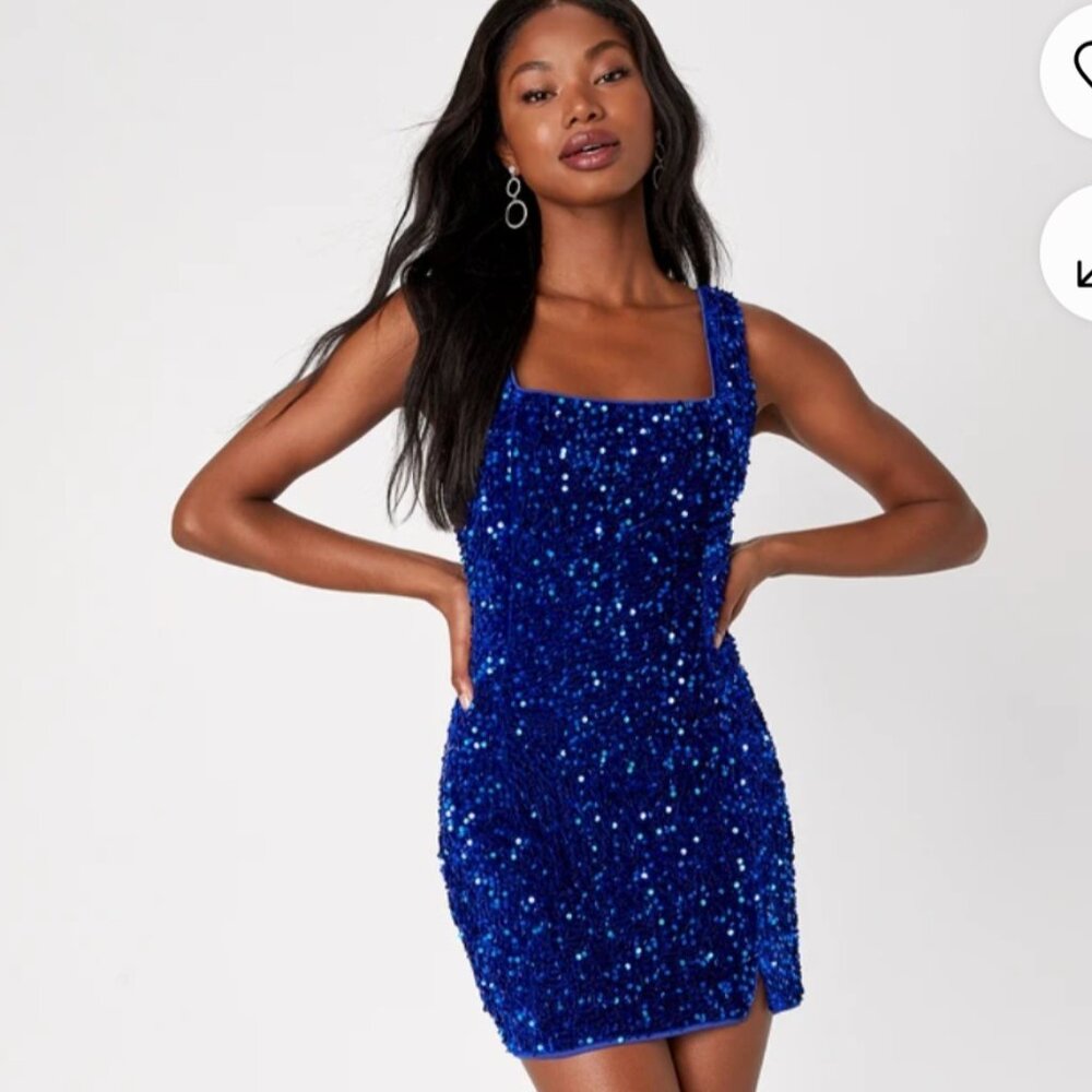 AMERICAN THREADS ROYAL BLUE SEQUIN DRESS